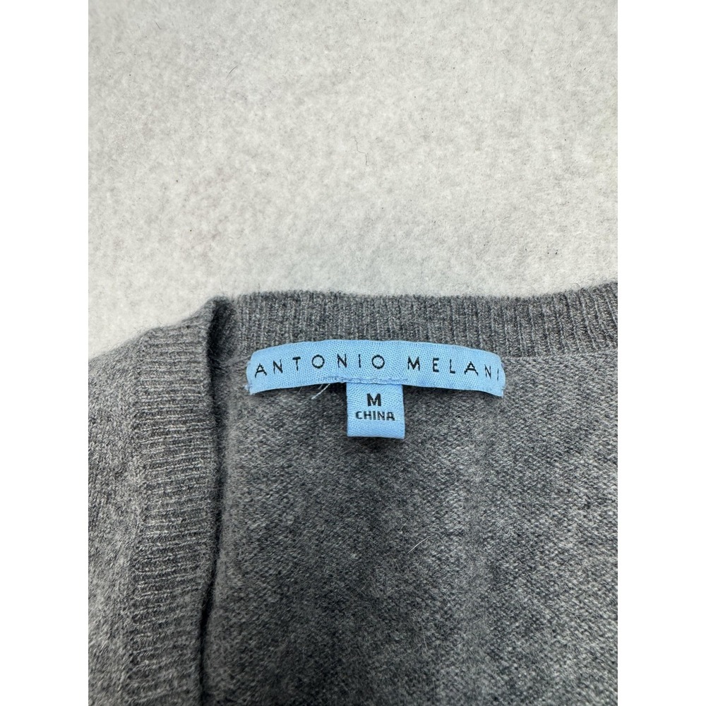Antonio Melani Sweater Women's Medium Gray 100% Cashmere V Neck Pullover Knit - Picture 3 of 7